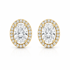 Oval Halo Diamond Stud Earrings