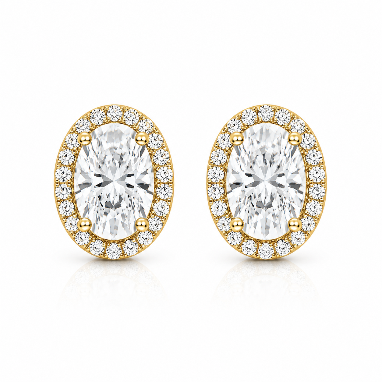 Oval Halo Diamond Stud Earrings