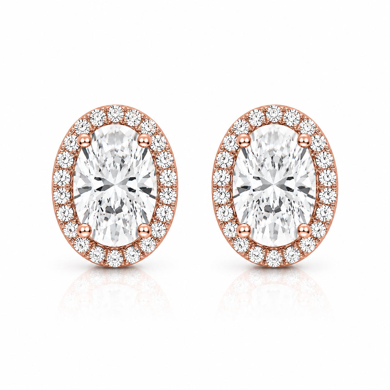 Oval Halo Diamond Stud Earrings
