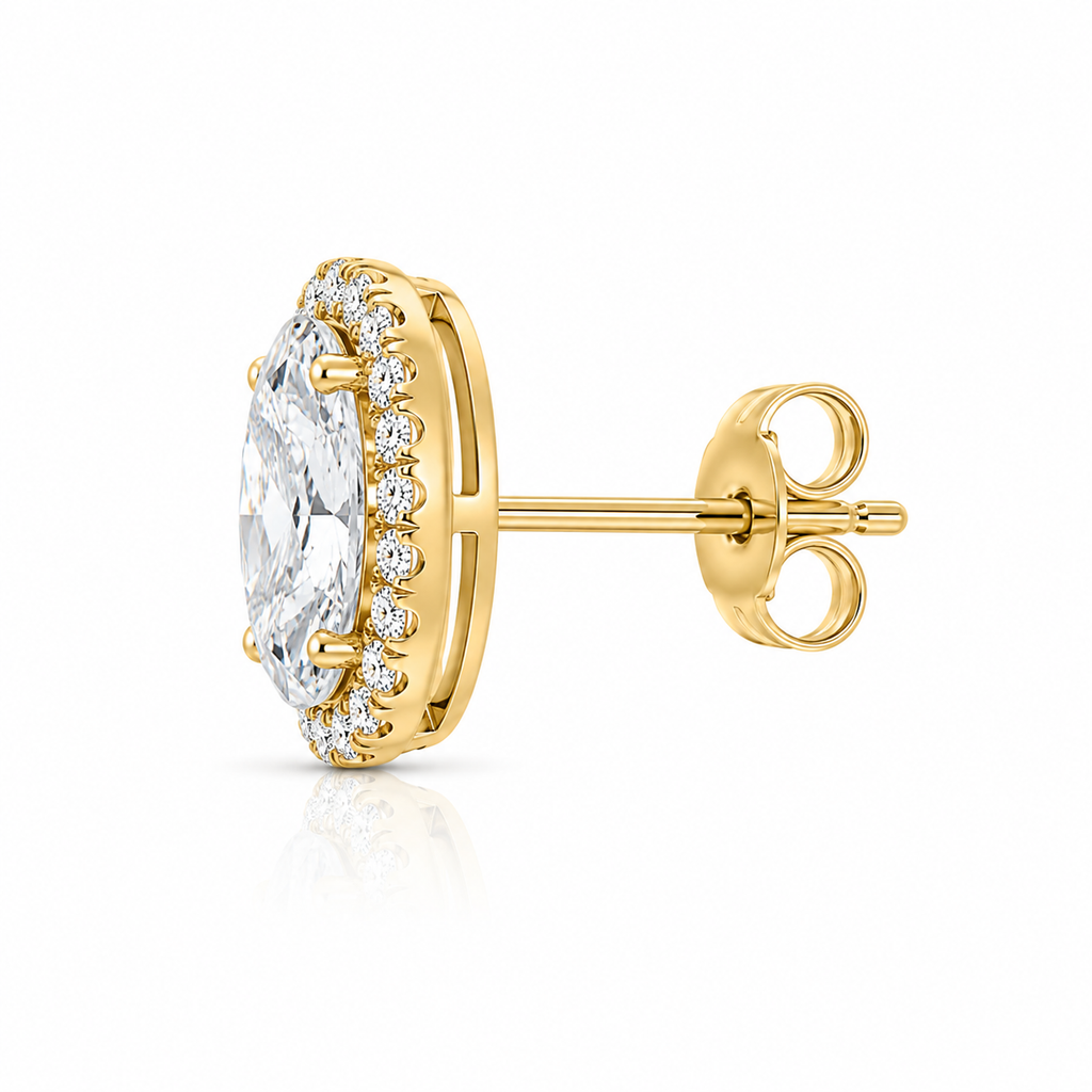 Oval Halo Diamond Stud Earrings