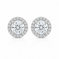 Round Halo Diamond Stud Earrings