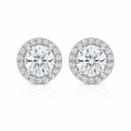 Round Halo Diamond Stud Earrings