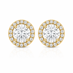 Round Halo Diamond Stud Earrings