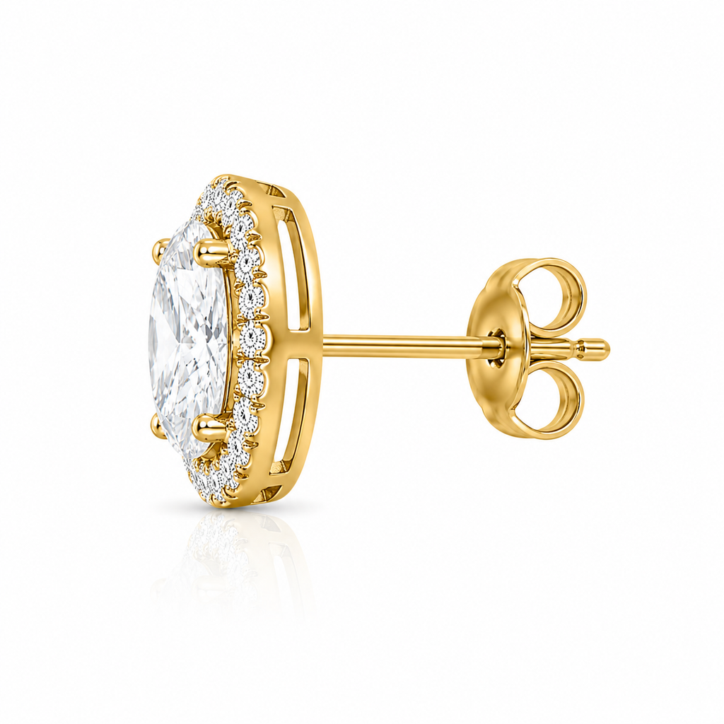 Round Halo Diamond Stud Earrings