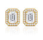 Emerald Halo Diamond Stud Earrings