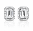 Emerald Halo Diamond Stud Earrings