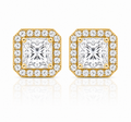 Princess Halo Diamond Stud Earrings