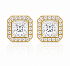 Princess Halo Diamond Stud Earrings