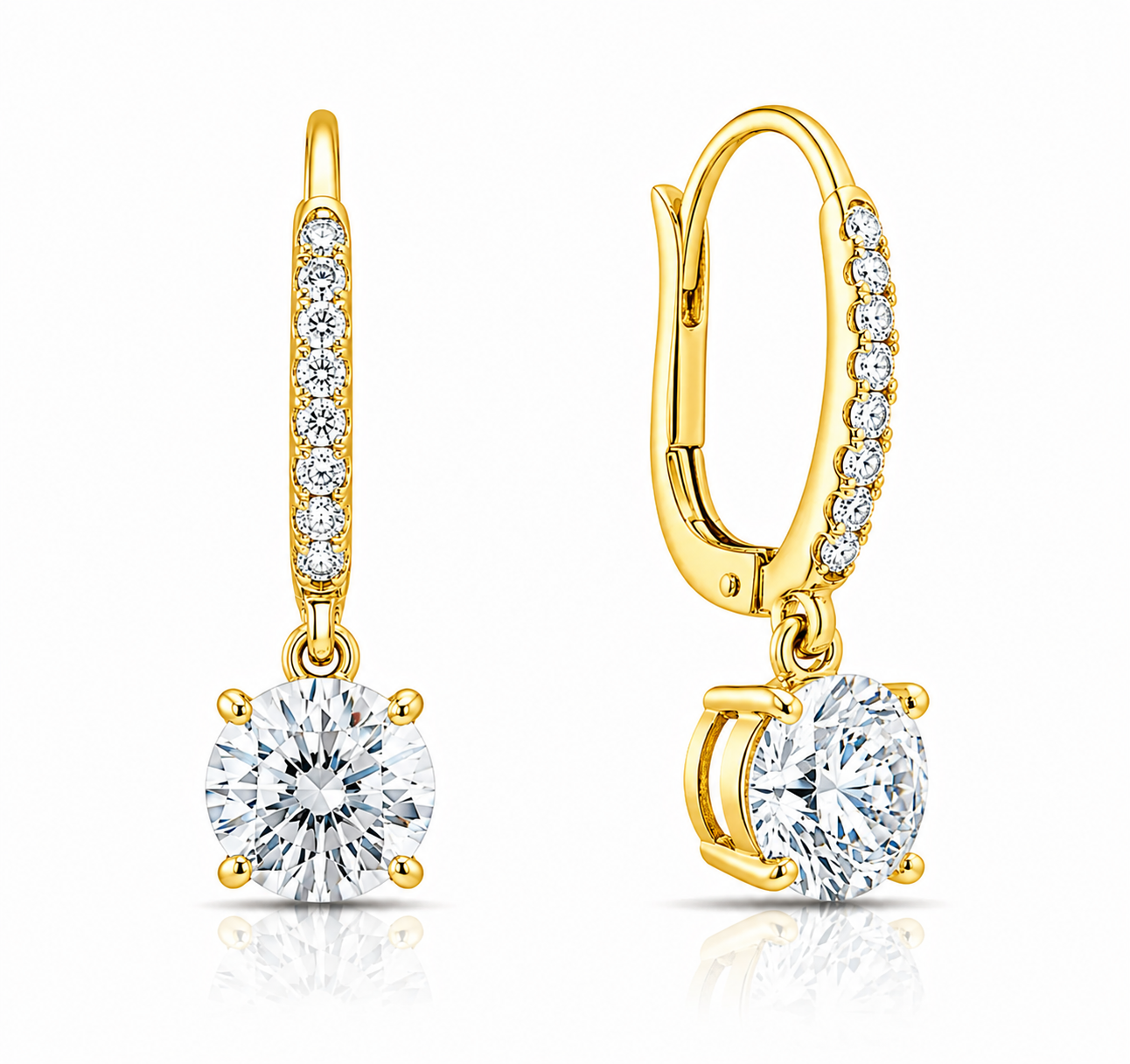 Round-Cut Diamond Drop Earrings