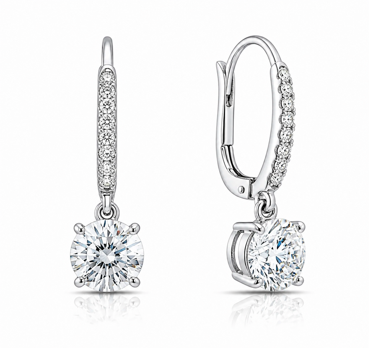 Round-Cut Diamond Drop Earrings