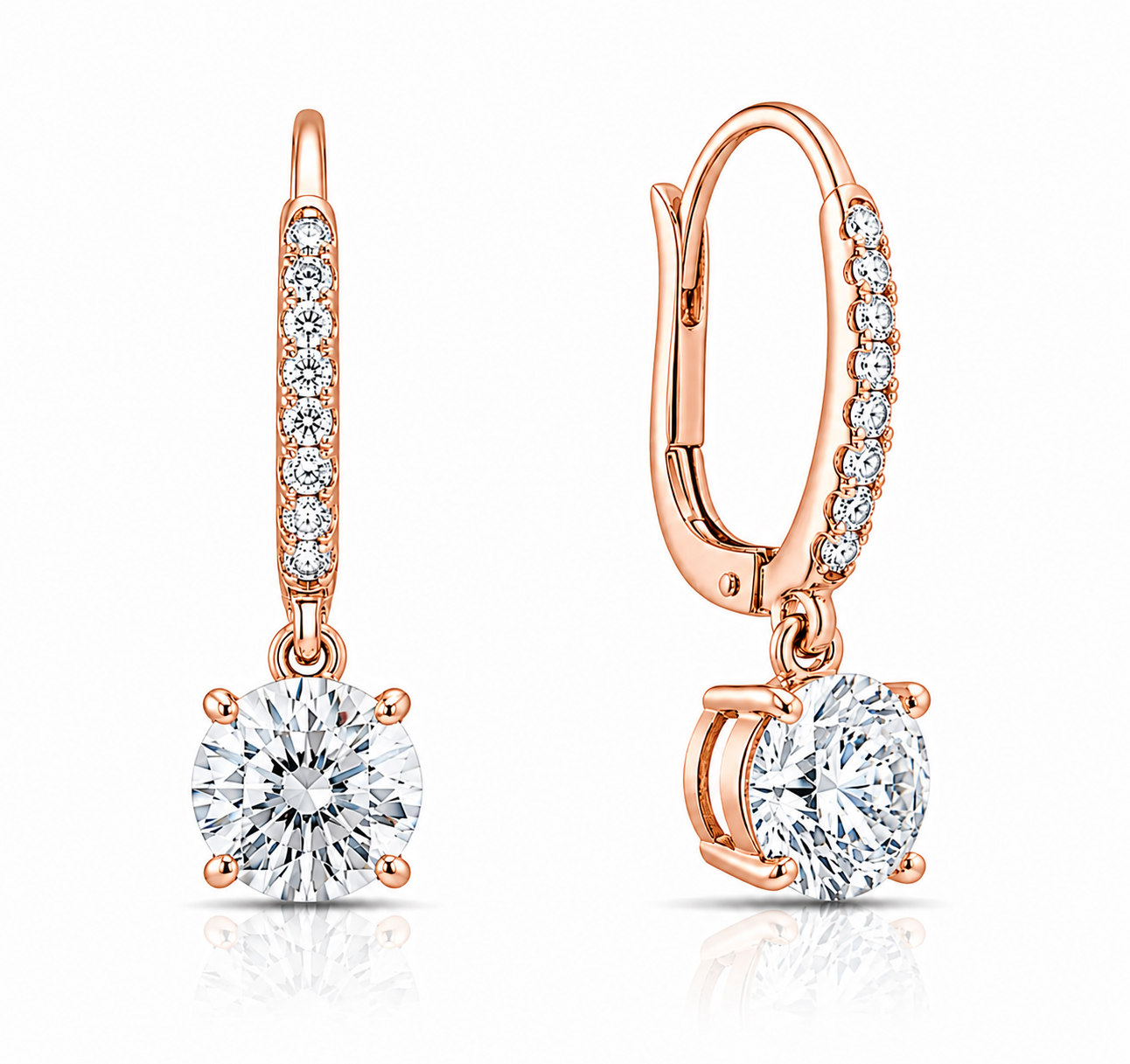 Round-Cut Diamond Drop Earrings