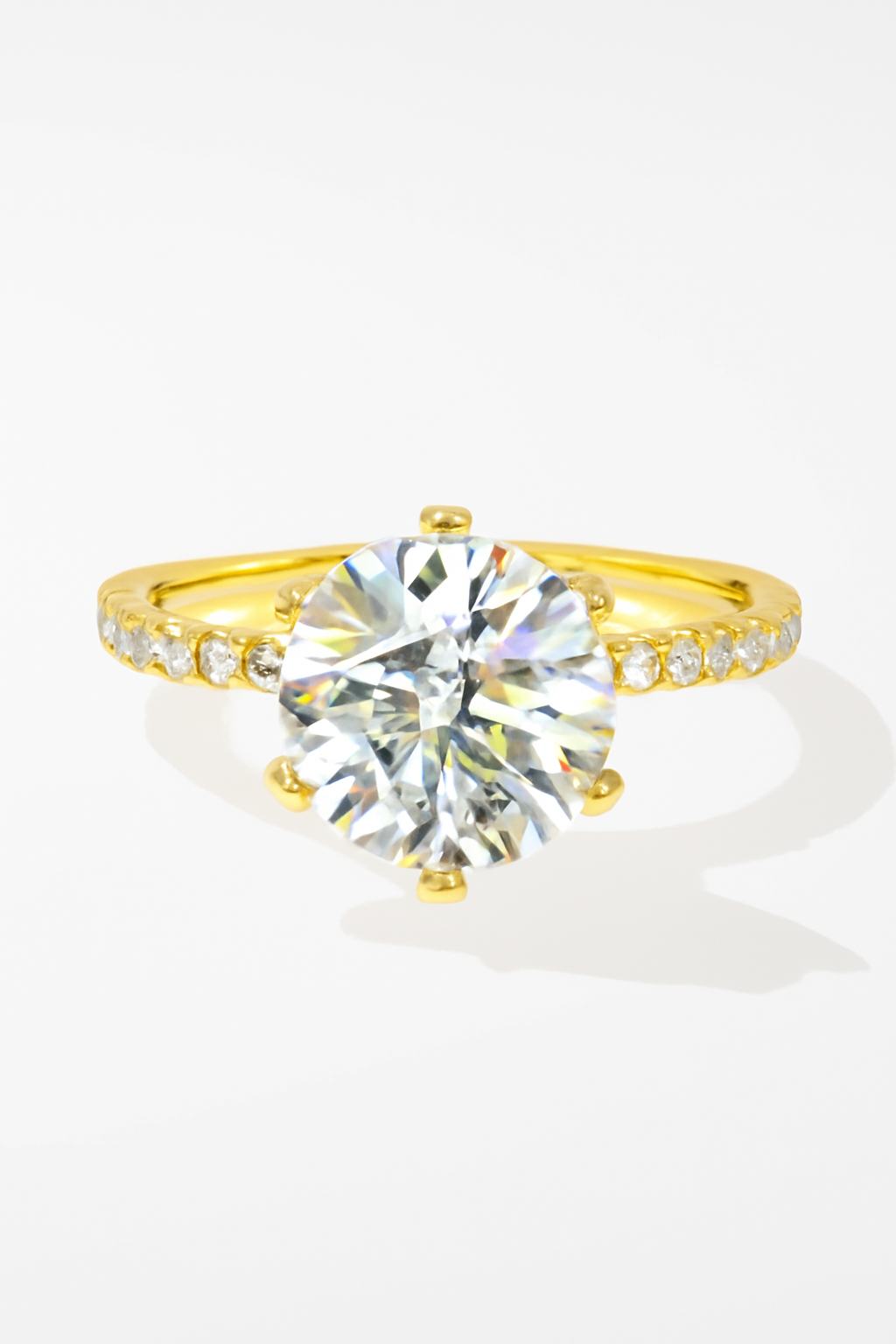 2 Carat to 8 Carat Diavont Round Diamond Ring Mounting with sidestones