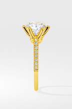 2 Carat to 8 Carat Diavont Round Diamond Ring Mounting with sidestones