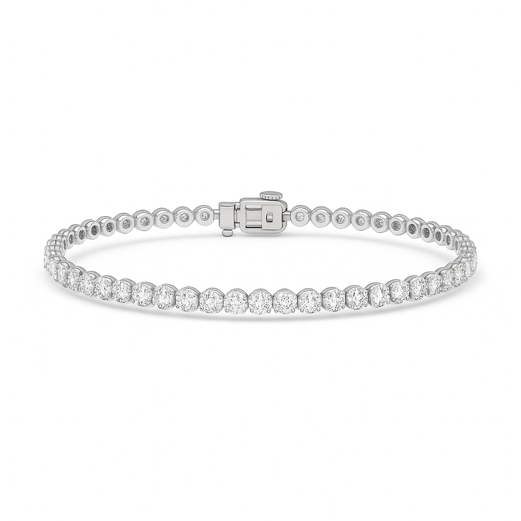 7.5 Carat Round Diamond Bezel Bracelet - Elegance 10k White Gold