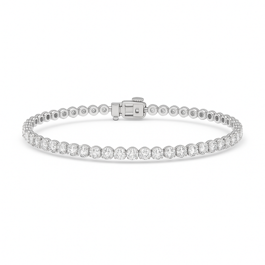 7.5 Carat Round Diamond Bezel Bracelet - Elegance 10k White Gold