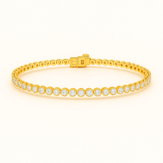 7.5 Carat Round Diamond Bezel Bracelet - Elegance 10k Gold
