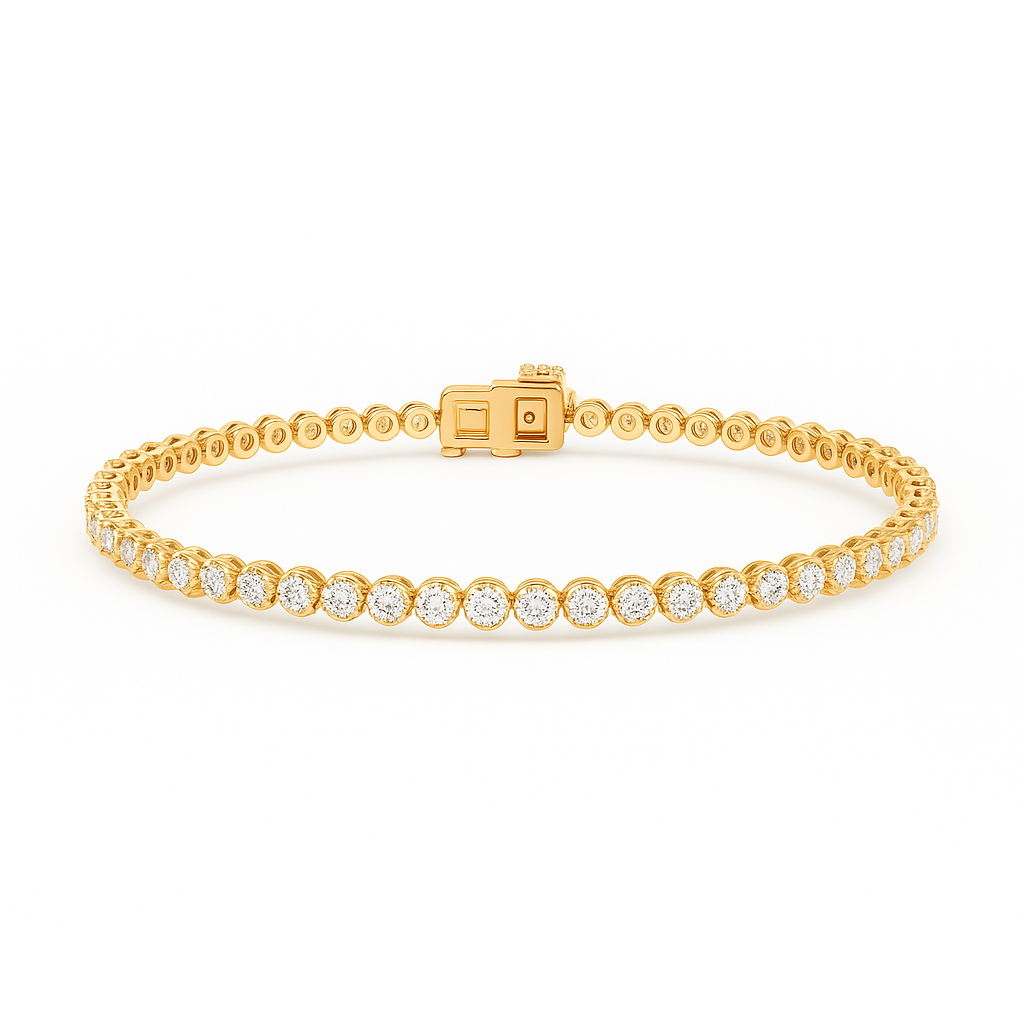 5 ct Rose Gold Elegant Round Diamond Bracelet in 10k Gold | Dainty Bezel Design for Timeless Shine