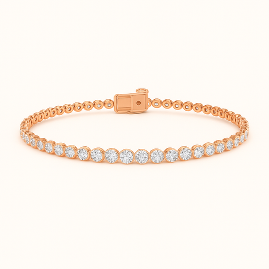 5 ct Rose Gold Elegant Round Diamond Bracelet in 10k Gold | Dainty Bezel Design for Timeless Shine