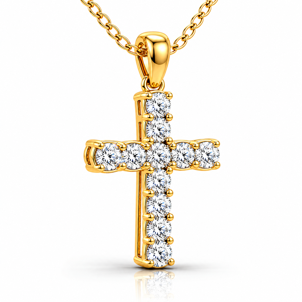 Sleek Diamond Cross Necklace with Chain