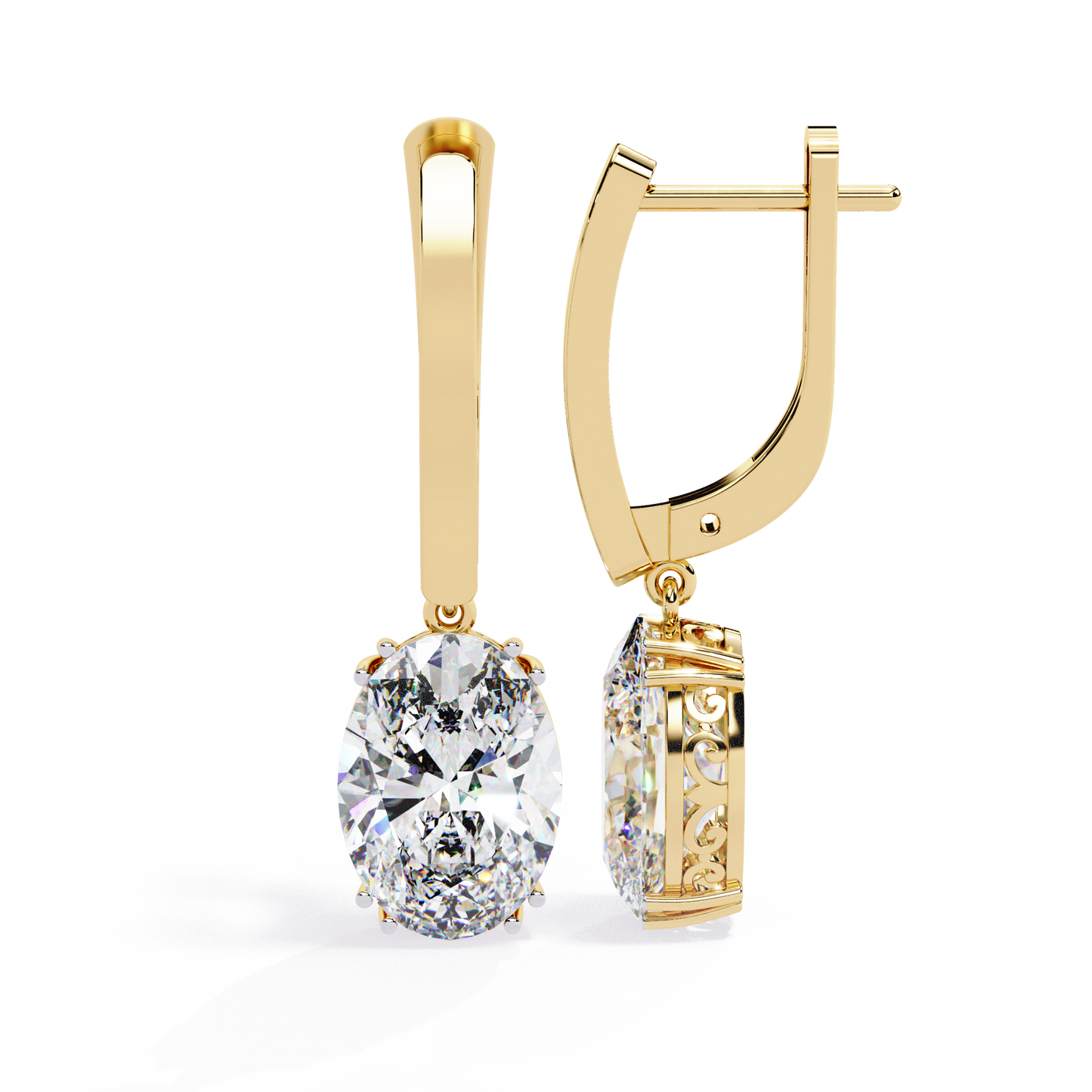 2 Carat Drop Earrings with Diamonds