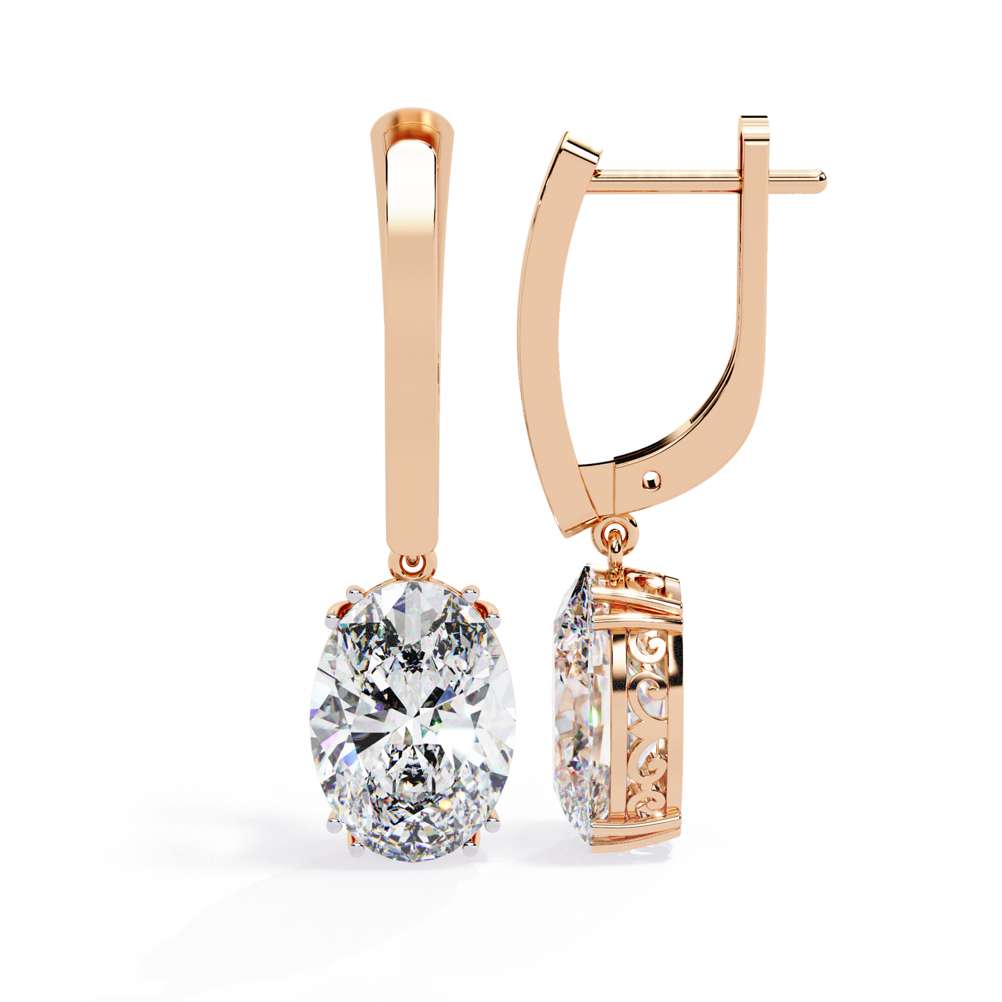 2 Carat Drop Earrings with Diamonds