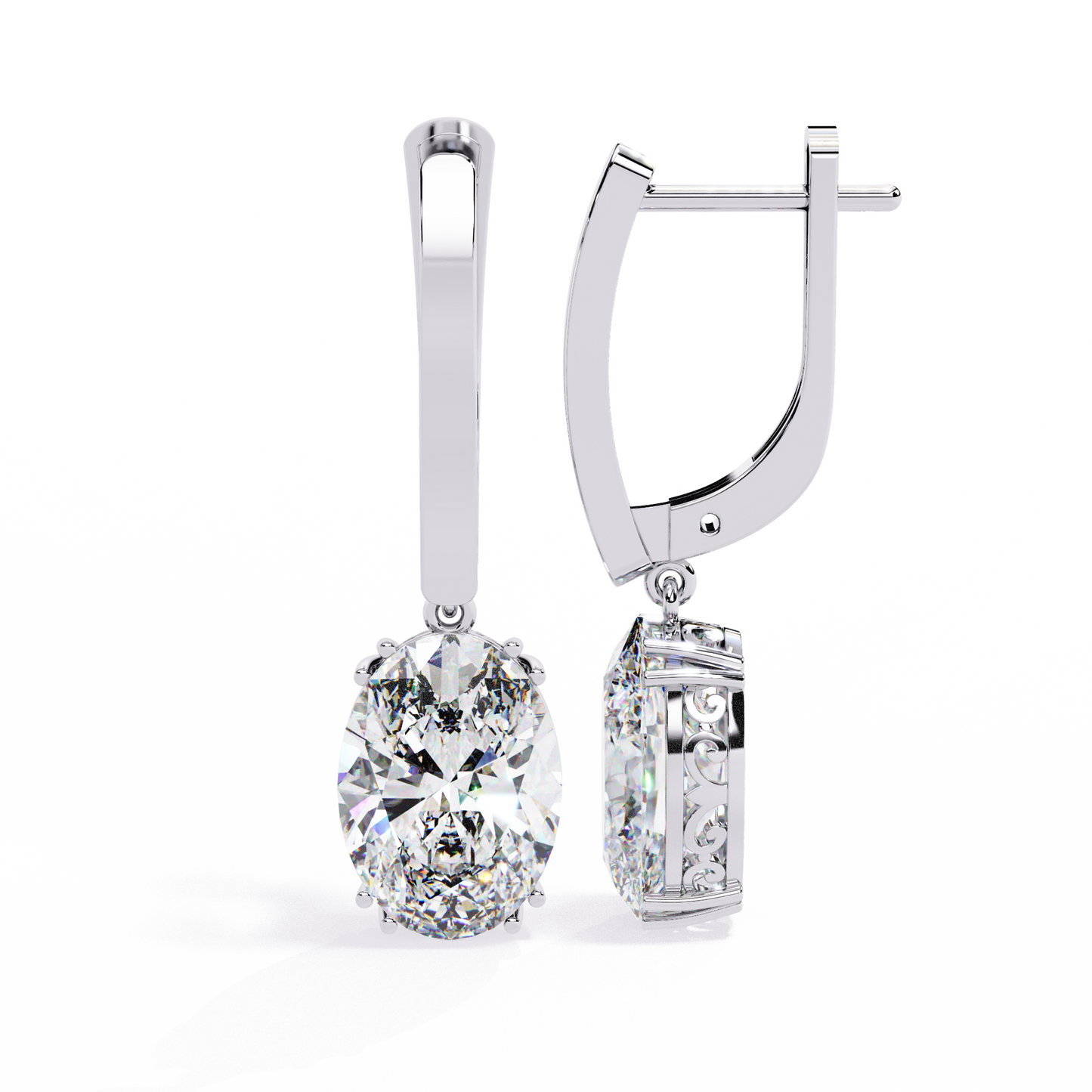 2 Carat Drop Earrings with Diamonds