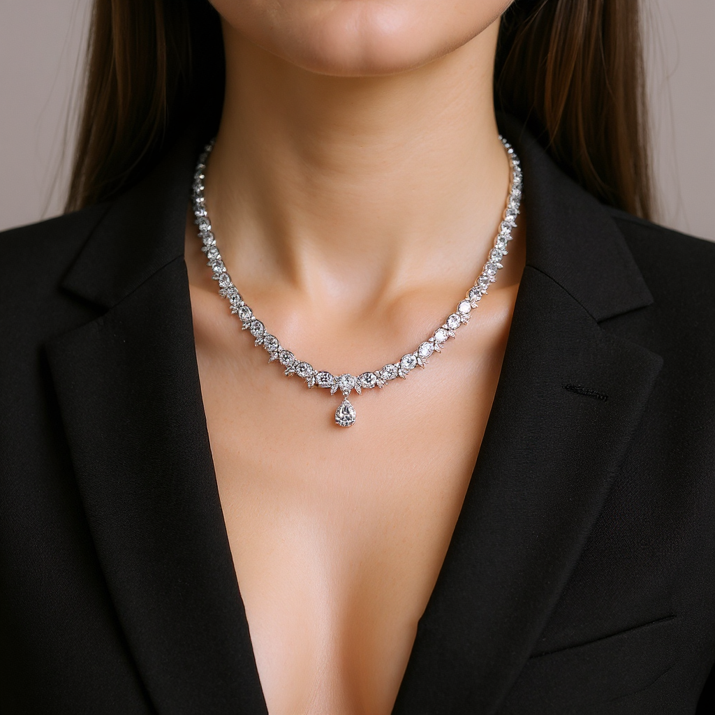 7.5 ct to 40 ct Elegant Diamond Necklace in 10k Gold