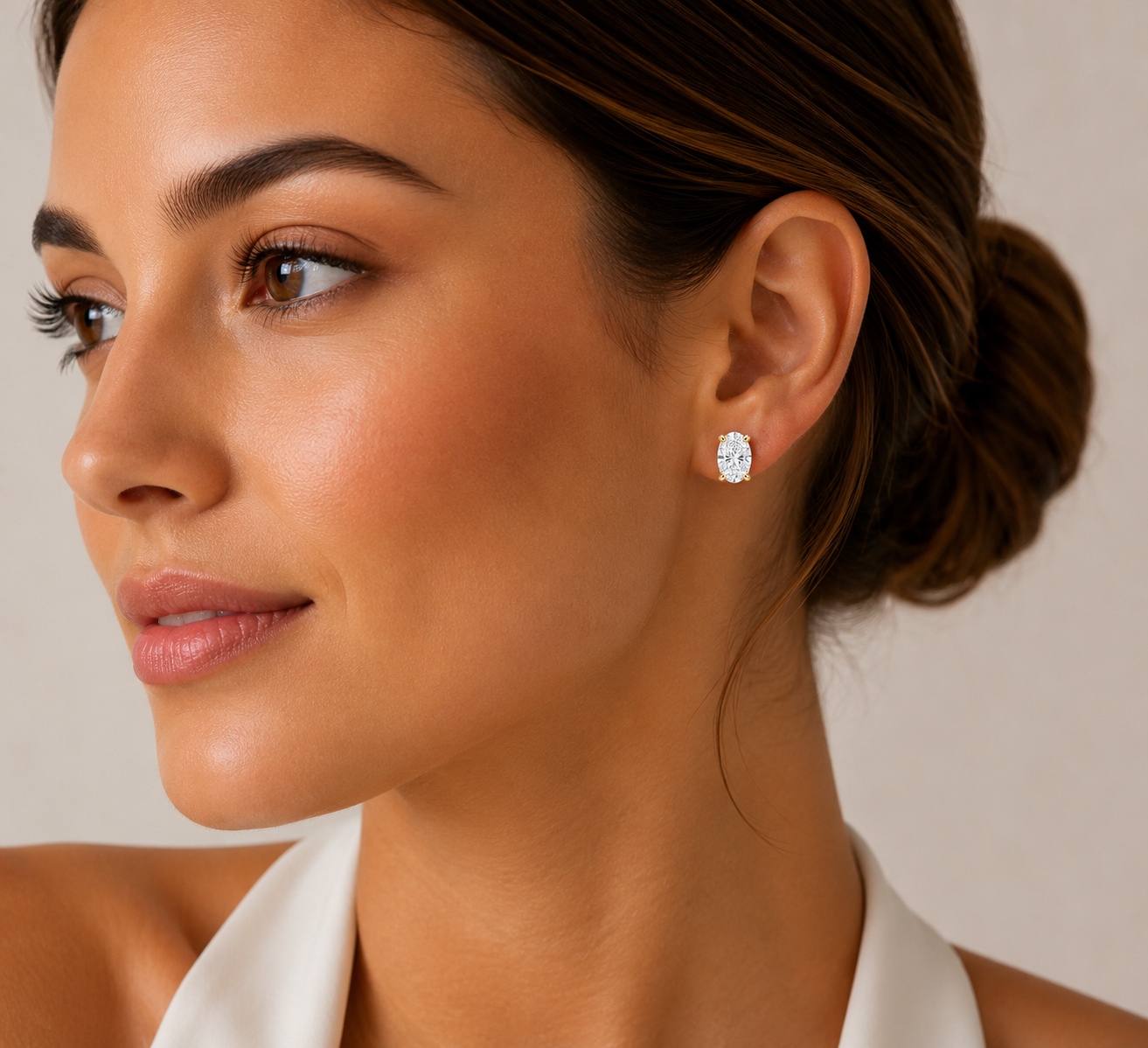 Oval-Cut Diamond Solitaire Studs