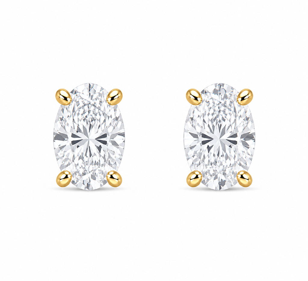 Oval-Cut Diamond Solitaire Studs