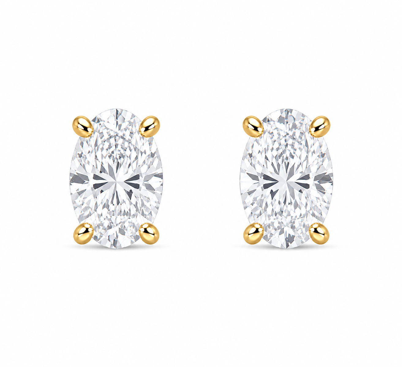 Oval-Cut Diamond Solitaire Studs