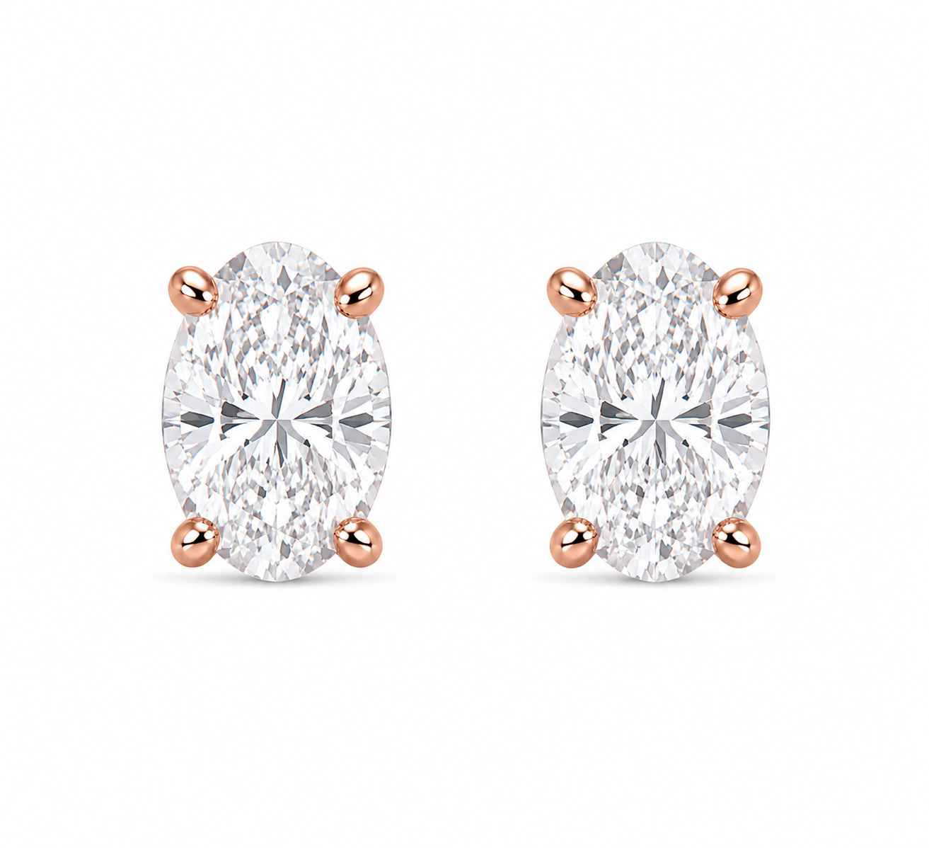 Oval-Cut Diamond Solitaire Studs