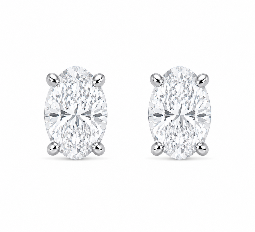 Oval-Cut Diamond Solitaire Studs