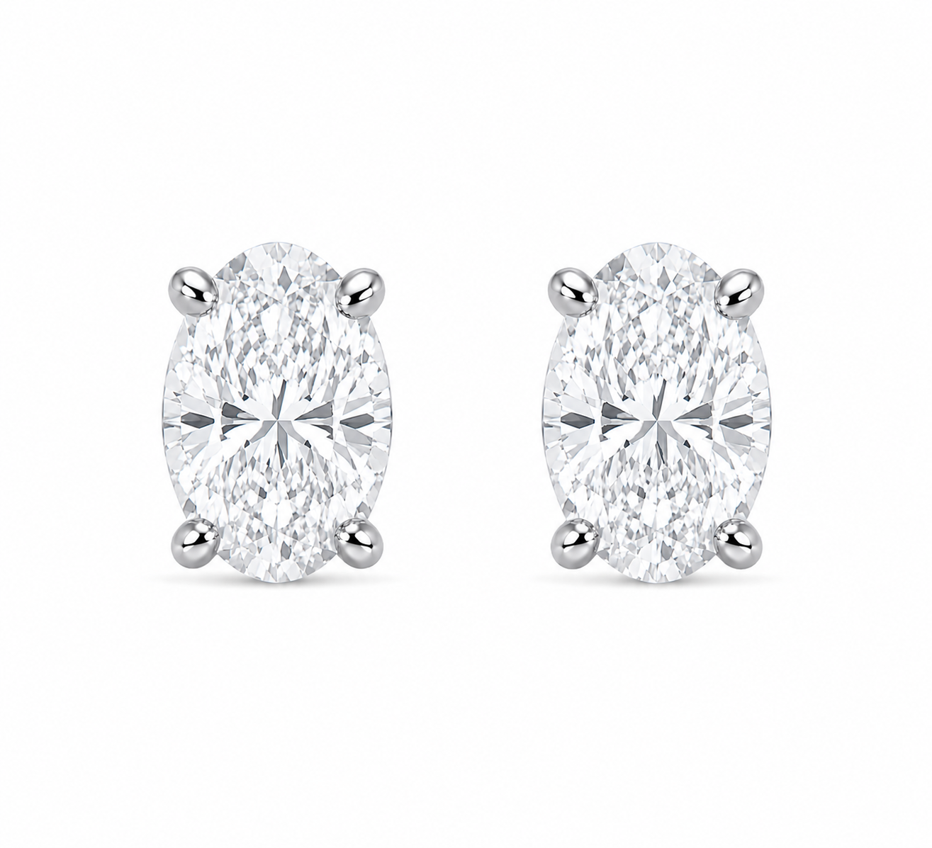 Oval-Cut Diamond Solitaire Studs