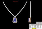 Designer Diamond Necklace with Geometric Blue Gemstone Pendant – 6.60” Length