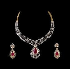 Ruby Red Drop Diamond Necklace with Triple Circular Motif – 8 Inch, 2.29 CTW, 18KT Gold