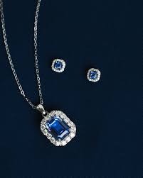 Royal Blue Emerald-Cut Stud Earrings with Diamond Halo – 12mm, 18KT Gold