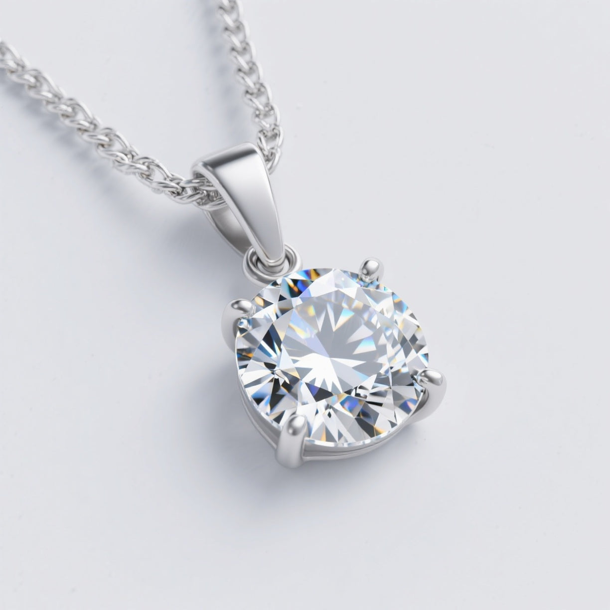 1 Carat Classic Solitaire Diamond Pendant with Chain