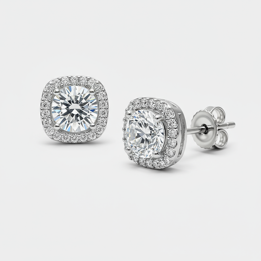 Cushion Diamond Stud Earrings