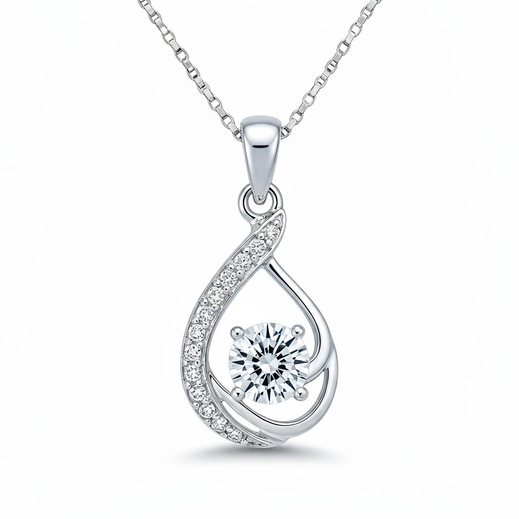 Raindrop Diamond Pendant with Chain in 10K Gold