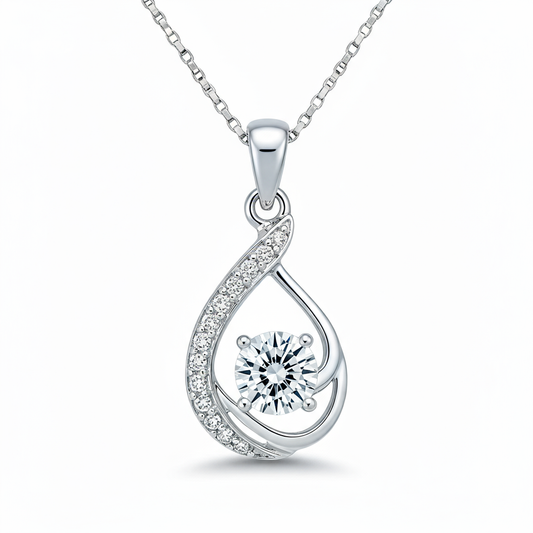 Raindrop Diamond Pendant with Chain in 10K Gold