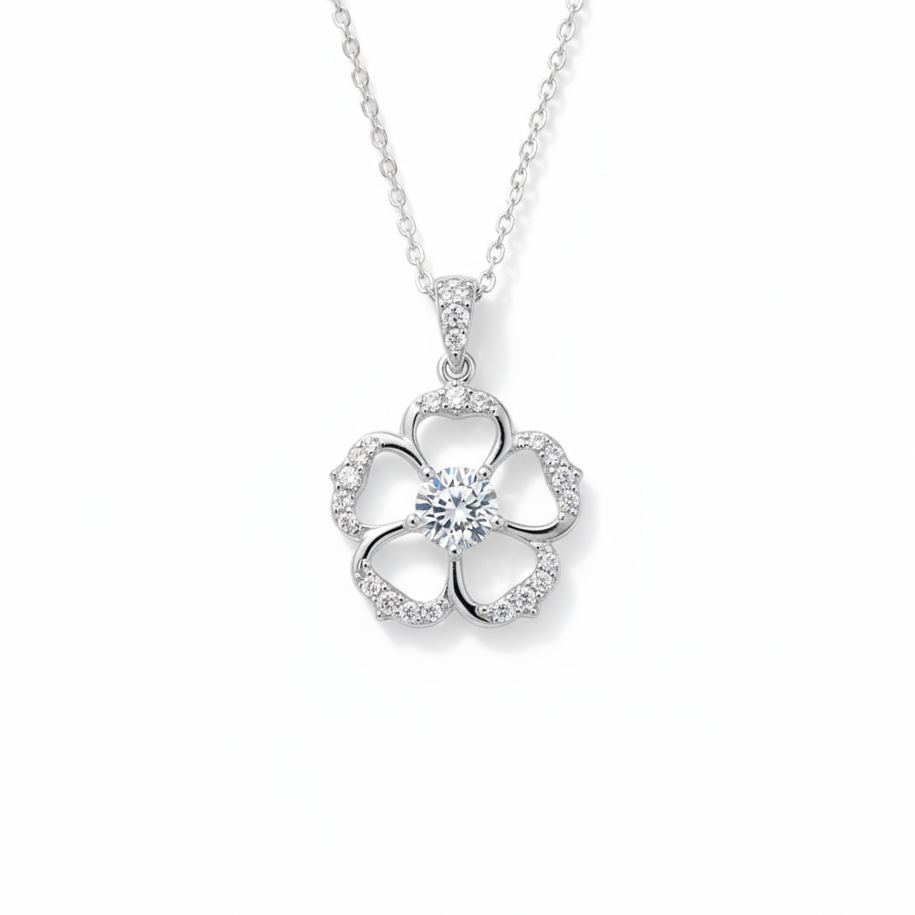 Floral Diamond Pendant with Chain