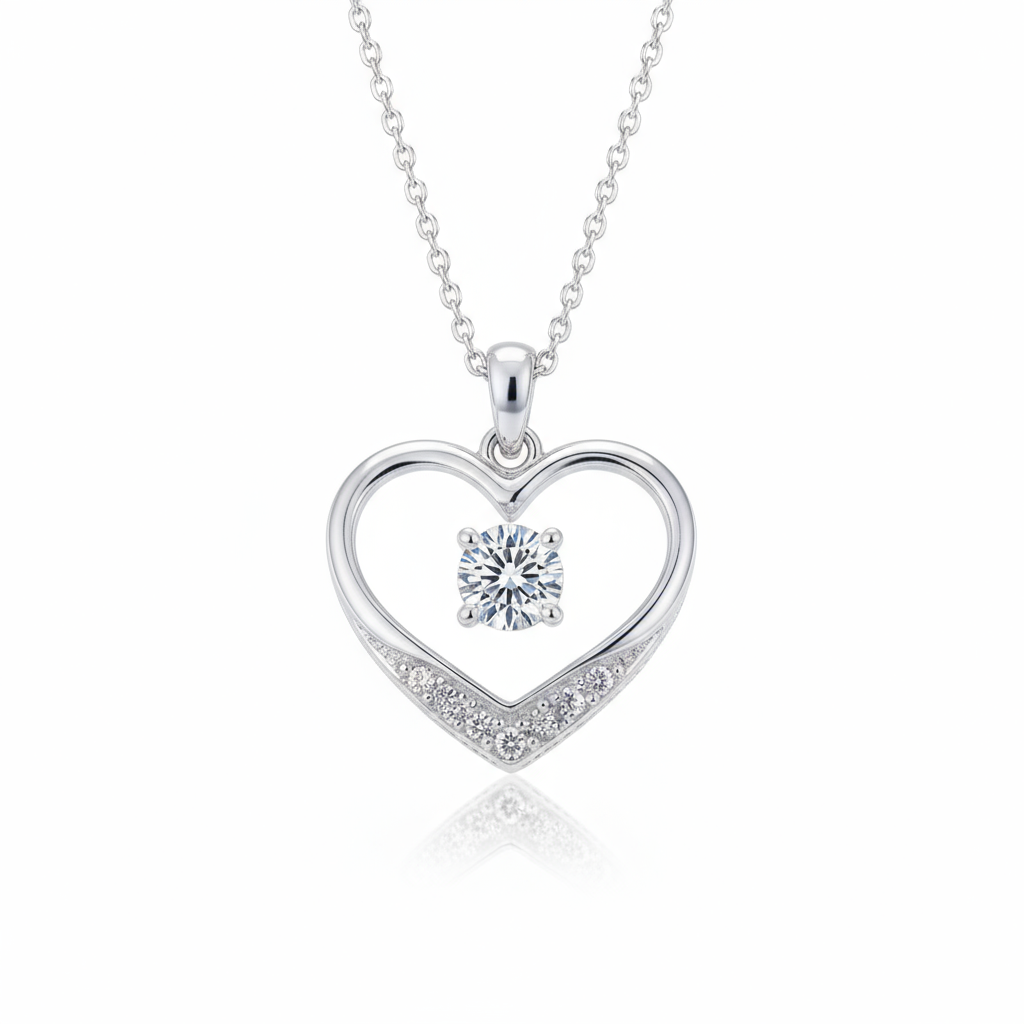 Diamond Heart-Shaped Pendant with Chain