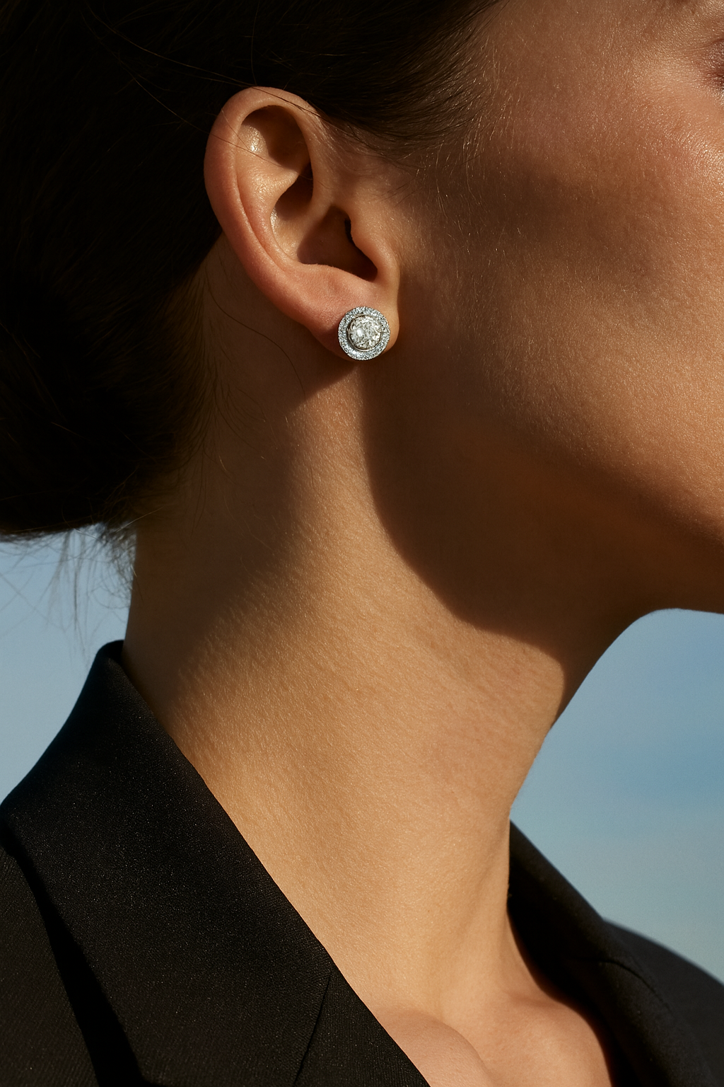 2ct to 8ct Round Halo Diamond Stud Earrings in 10k Gold