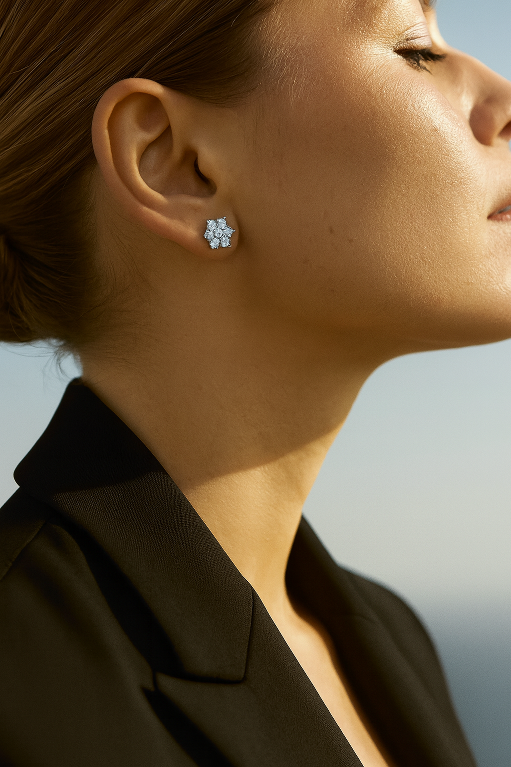 2 Carat Floral Cluster Diamond Stud Earrings in 10k Gold