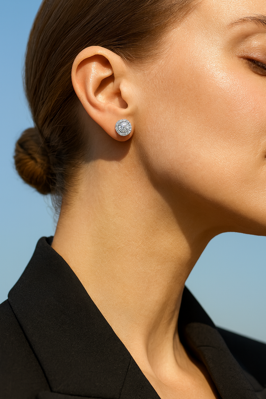 4 Carat Halo Cut Diamond Stud Earrings