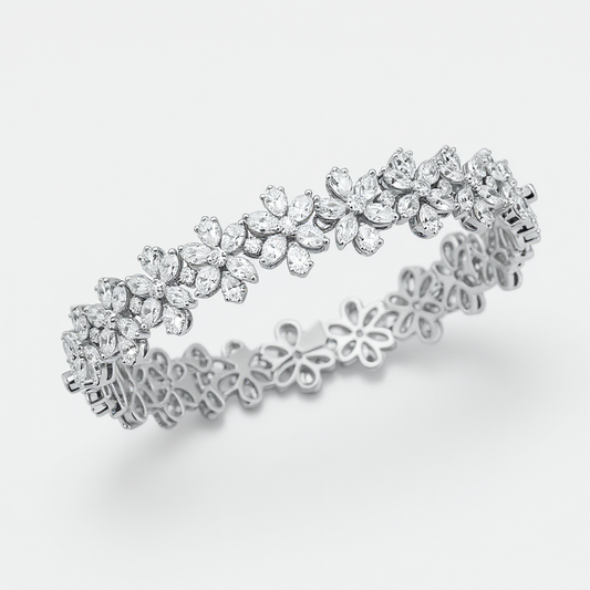 7.5 ct to 20 ct Diavont Floral clip Diamond Tennis Bracelet