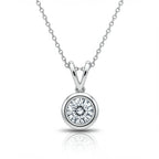 Bezel Round Solitaire Diamond Pendant Necklace