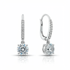 1 Carat, Colour D-E, Clarity VVS-VS, Round-Cut Diamond Halo Drop Earrings in Sterling Silver