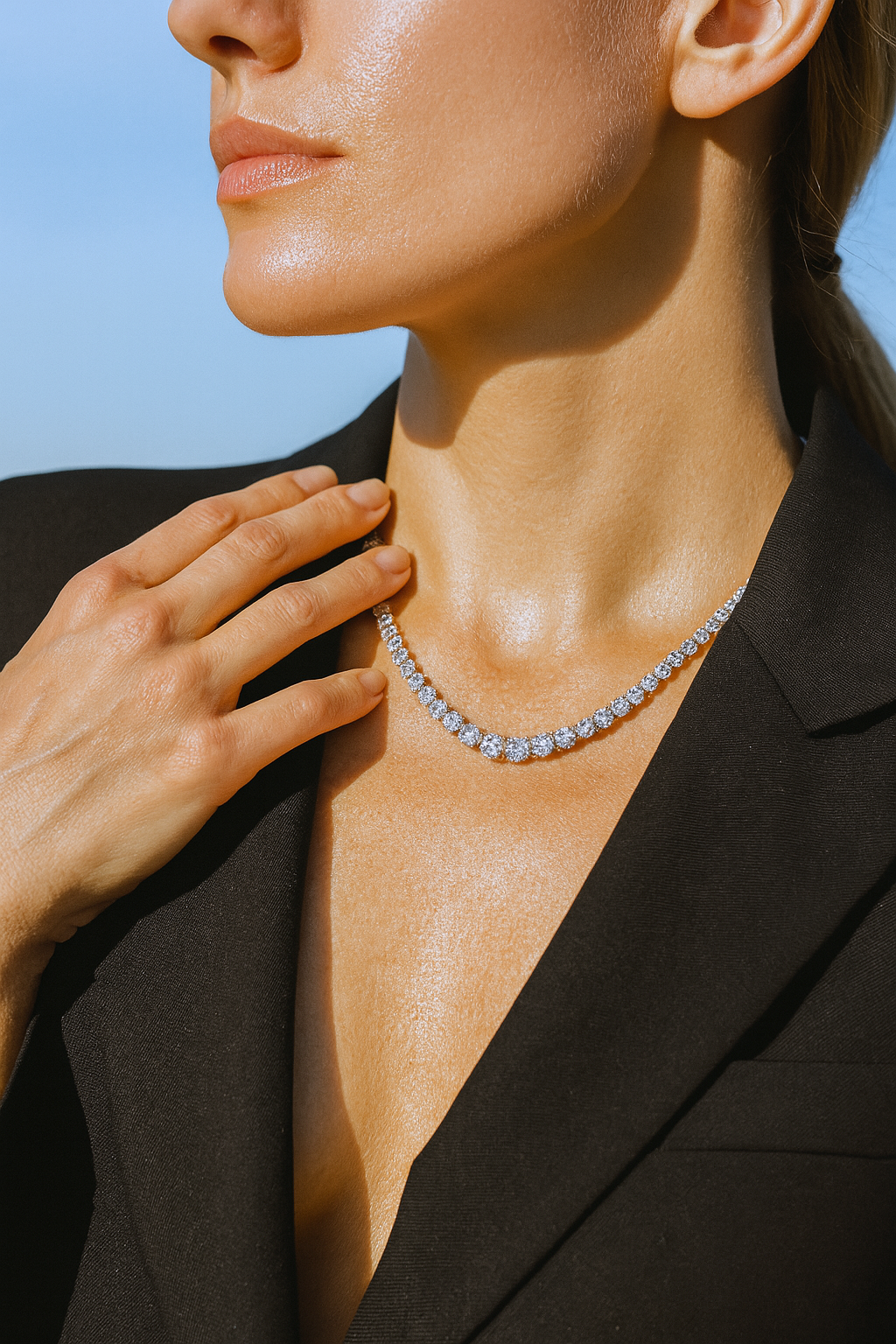 10 ct to 40 ct Diamond Tennis Gradual Necklace in 14k Gold