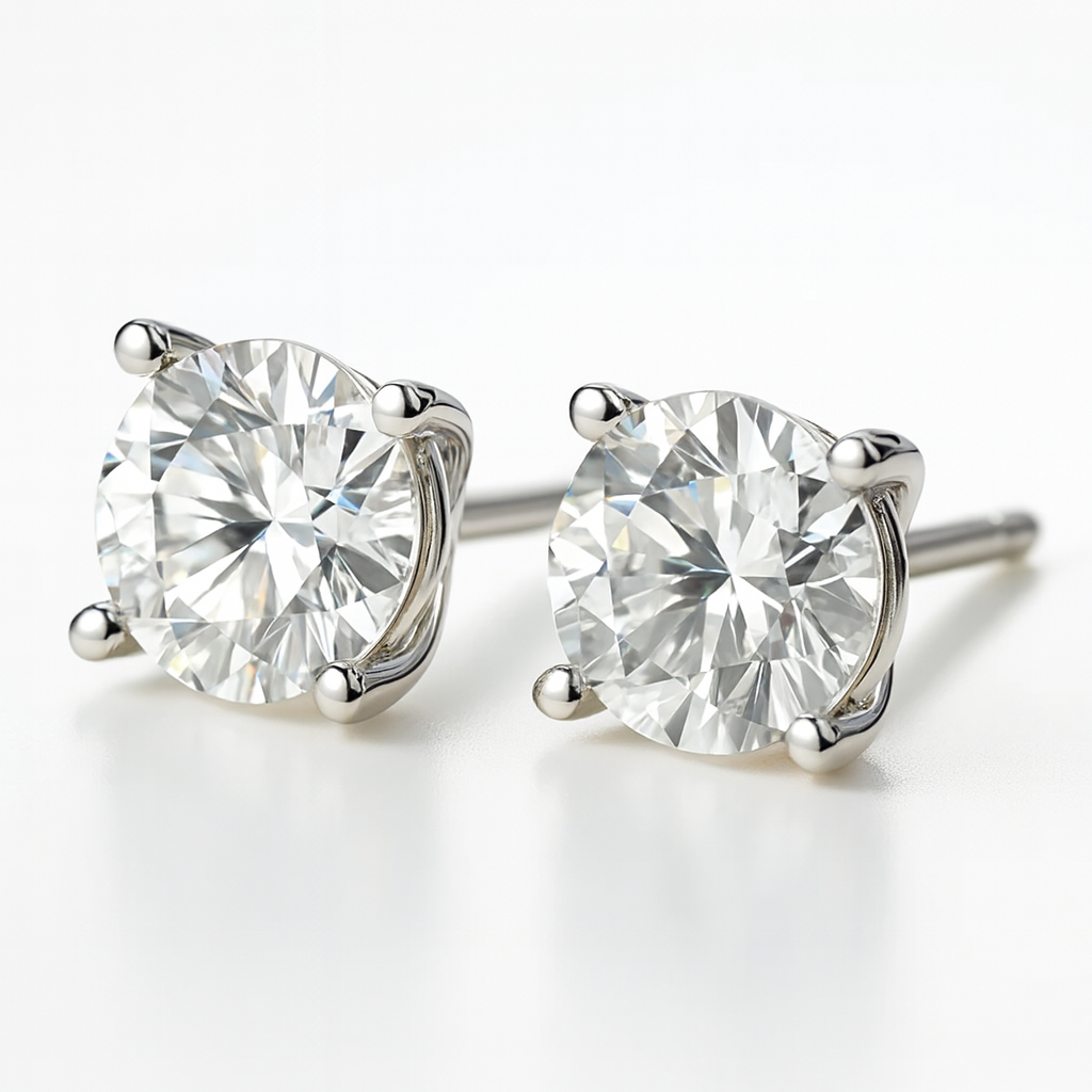3 Carat to 8 Carat Round Brilliant Solitaire Diamond Stud Earrings